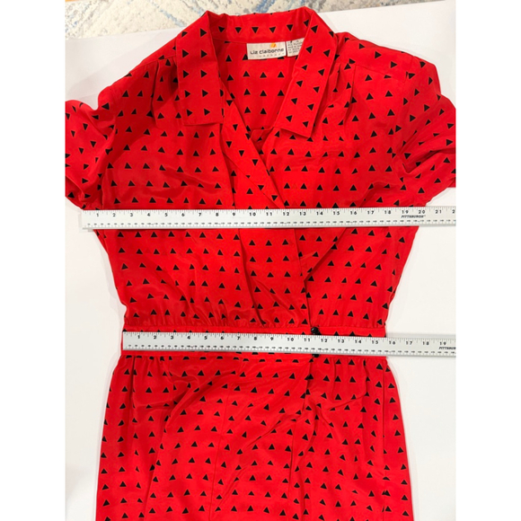 Liz Claiborne Vintage Red Geometric Print Dress Size 14 - Picture 10 of 13